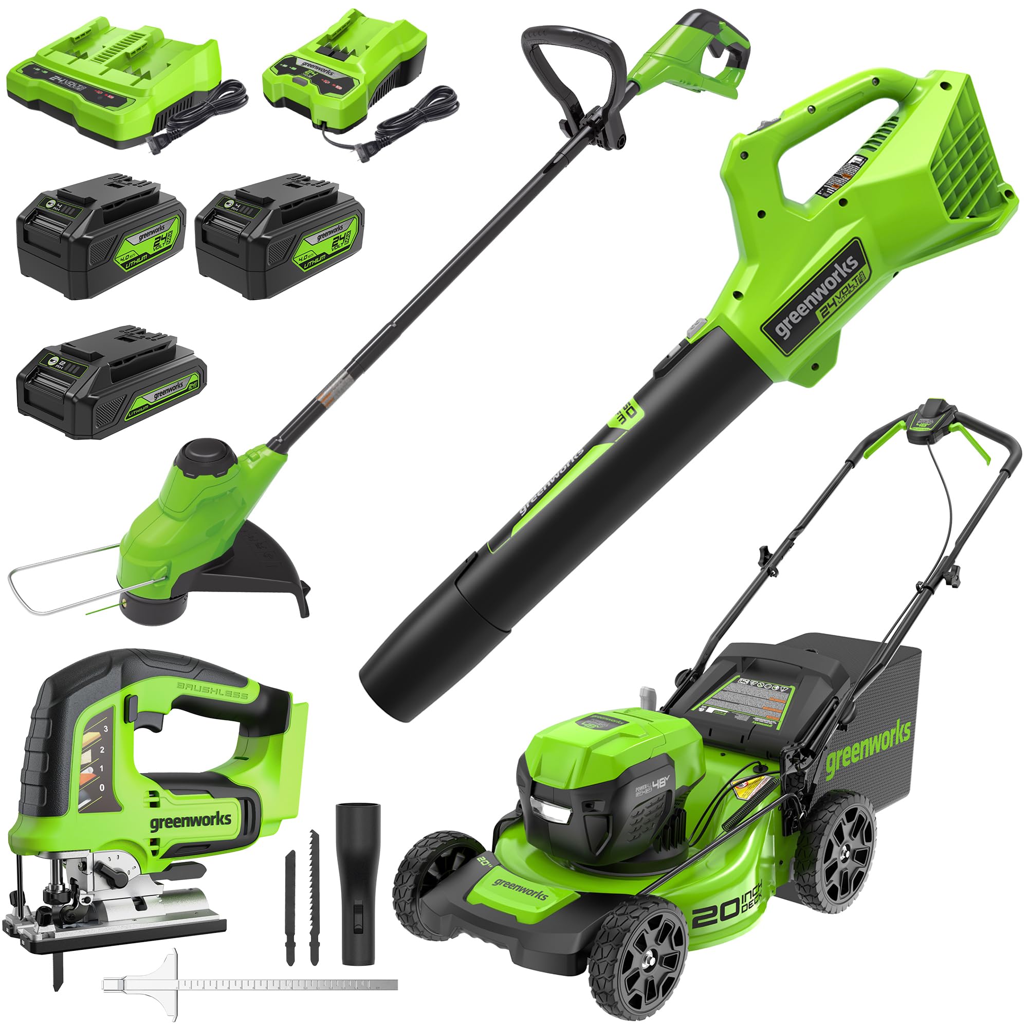 Amazon.com: Greenworks 48V (2x24V) Lawn Mower Combo - 20